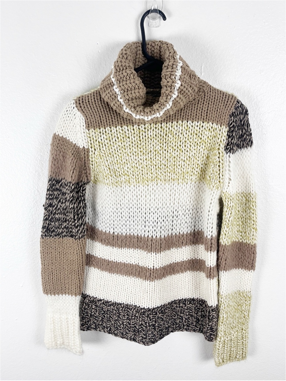 MADE IN ITALY OF BENETTON Wool Alpaca Blend Turtleneck Colorblock Sweater Small